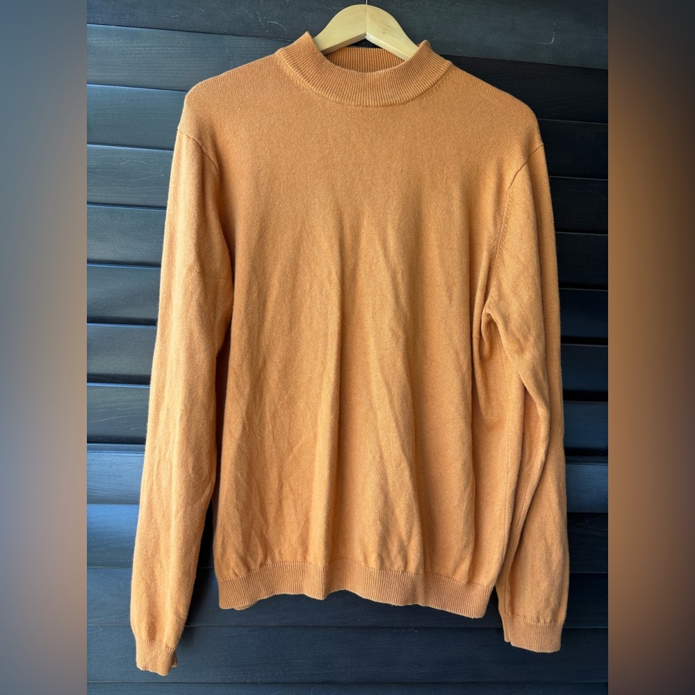 Paul Fredrick Large Orange Silk Cashmere Pullover Sweater